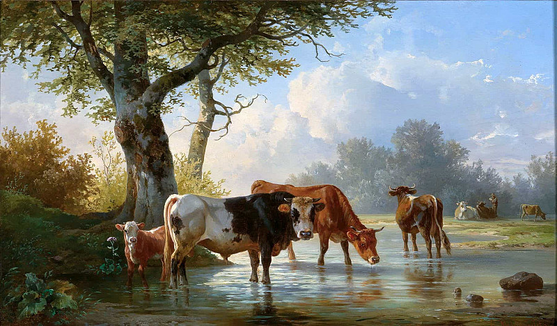 Выпас коров у воды. Эдмунд Малкнехт