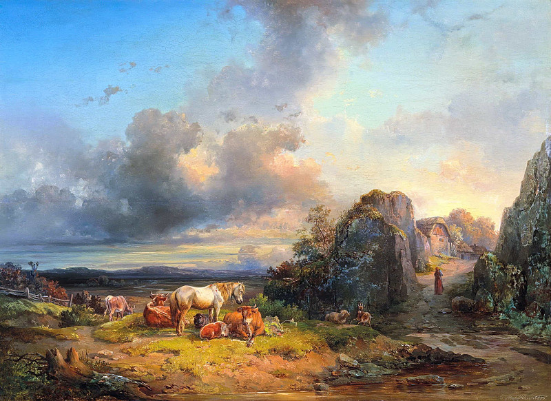 Animals in the landscape; Tiere In Landschaft. Edmund Mahlknecht