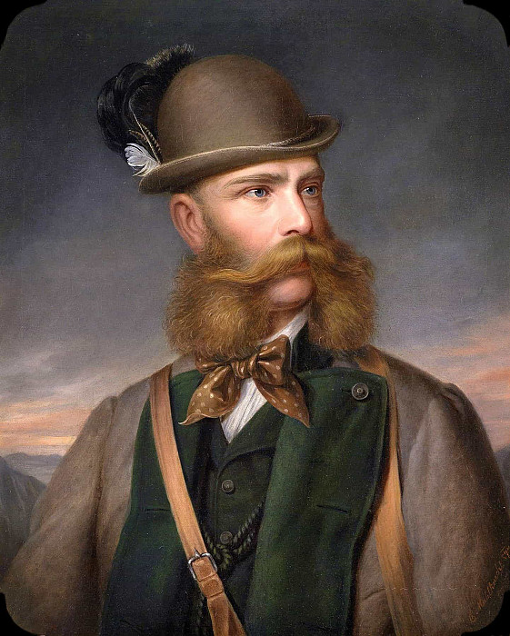 Emperor Franz Joseph in Ischl hunting costume; Kaiser Franz Joseph im Ischler Jagdkostüm. Edmund Mahlknecht