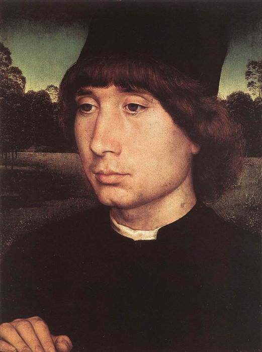 Портрет молодого мужчины на фоне пейзажа, ок.1480. Ганс Мемлинг