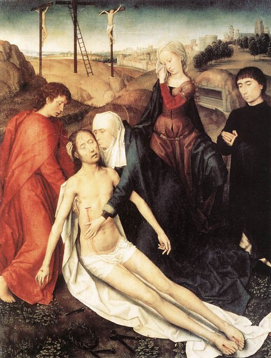 Триптих Адриана Рейнса, центральная панель - Оплакивание Христа, 1480. Ганс Мемлинг