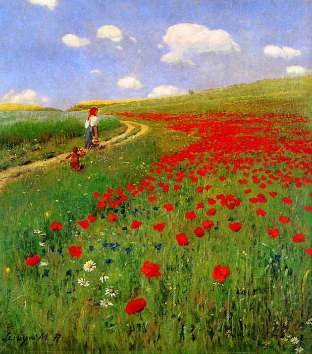 Meadow with poppies. Пал Синьеи-Мерше