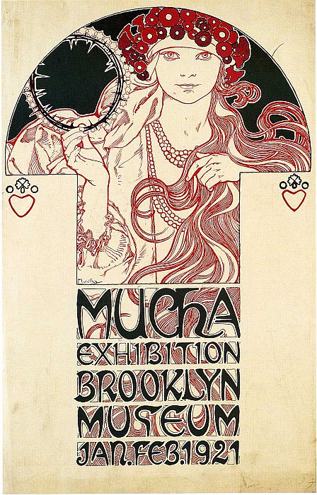 Афиша: Выставка работ Мухи в Бруклинском музее, 1921 г.. Альфонс Мария Муха