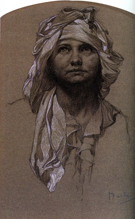 Head of a Girl. Alphonse Maria Mucha