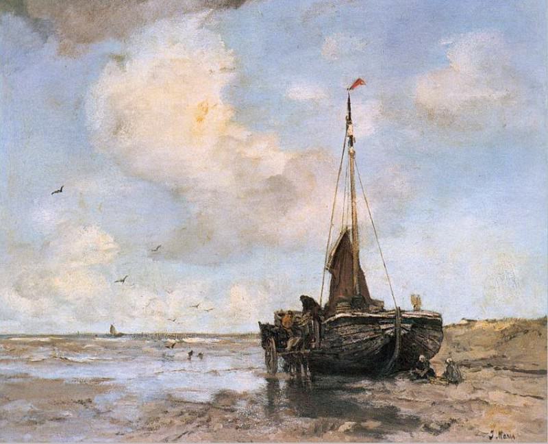 Fishing boat on the beach. Jacob Henricus Maris
