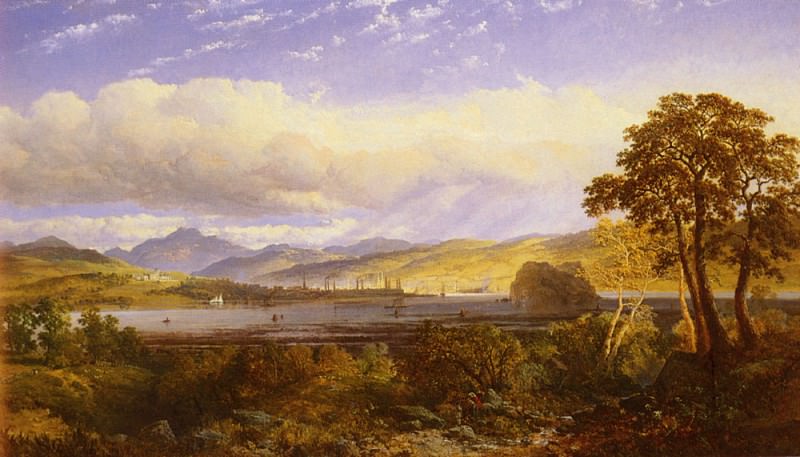 A View Of Dumbarton From The Clyde River. Snr Edmund John Niemann