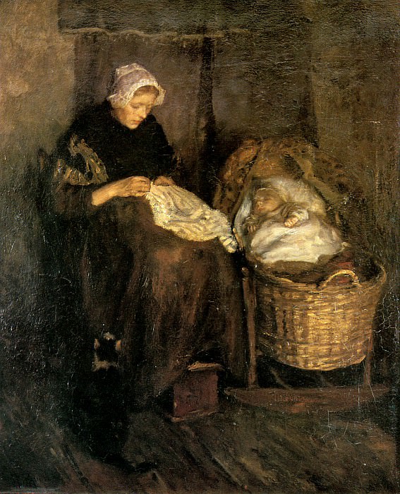 Woman at cradle. Albert Neuhuys