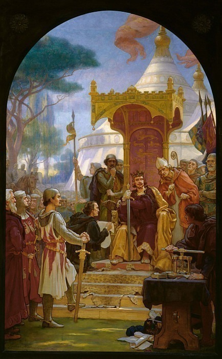 King John granting Magna Carta 1215. Ernest Normand