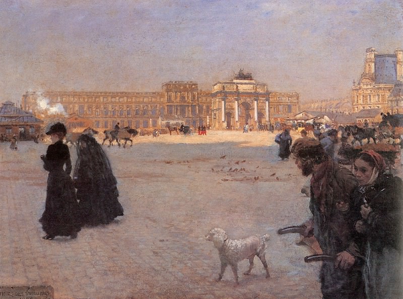 Площадь -Карусель- и руины дворца Тюильри в 1882 г.. Джузеппе Де Ниттис