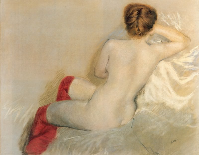 Nittis Nudo con le Calze Rosse. Giuseppe De Nittis
