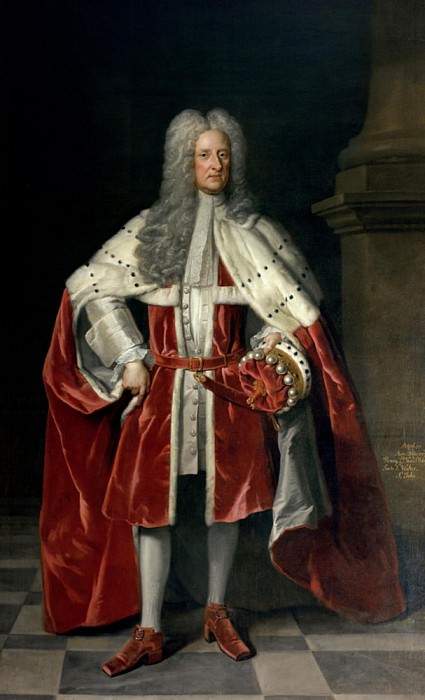 Portrait of Henry, 1st Viscount St. John (1652-1742) in his coronation robes. Sir Godfrey Kneller
