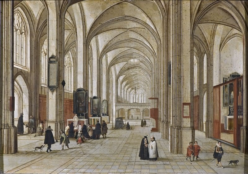 Interior of a Gothic Church. Pieter Neefs the Elder (Attributed)
