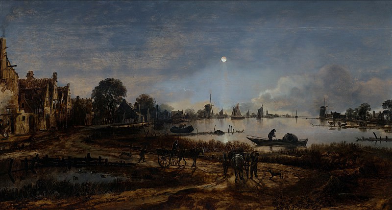 Вид на реку в свете луны. Арт ван дер Нер