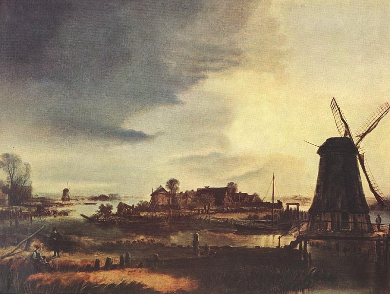 Пейзаж с ветряной мельницей. Арт ван дер Нер