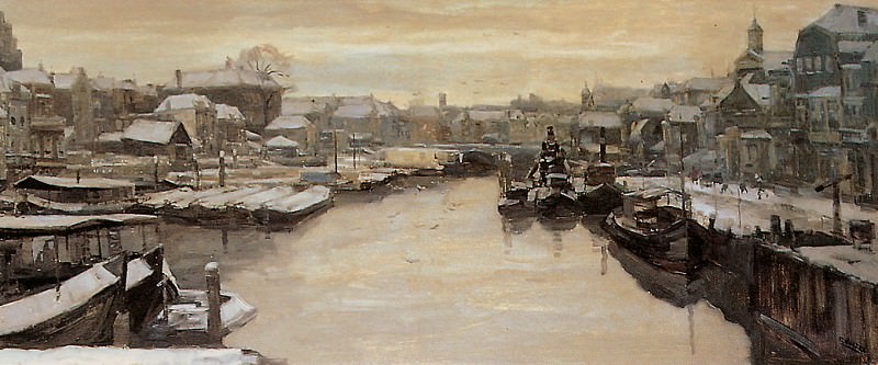Wijnhaven in winter. Cornelis Noltee