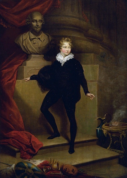 Master Betty as Hamlet, before a bust of Shakespeare. James Northcote