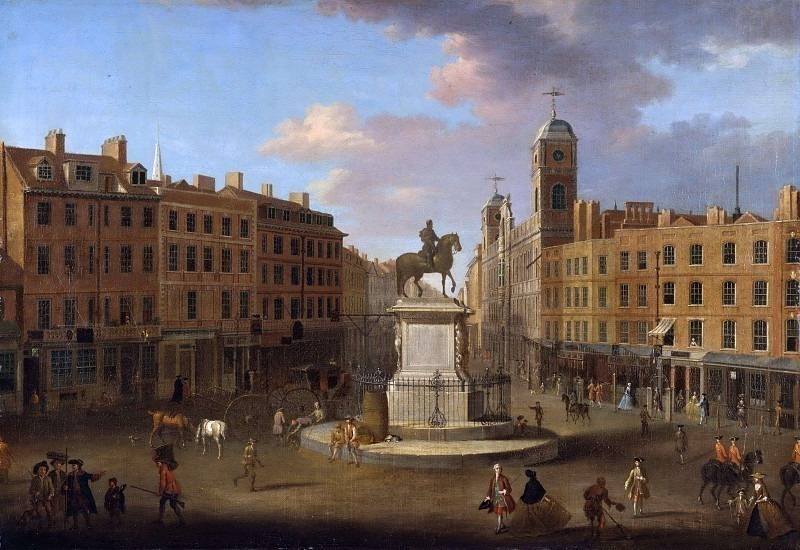 Charing Cross, with the Statue of King Charles I and Northumberland House. Joseph Nickolls