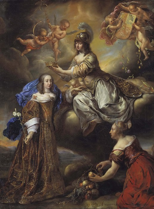 Allegory of Hedvig Eleonora, 1636-1715, crowned by Minerva. Jurriaen (Jürgen) Ovens