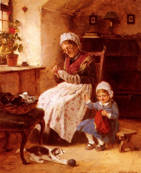 The Sewing Lesson. Hugo Oehmichen