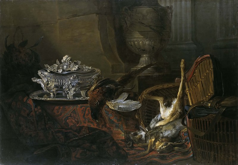 Still Life with Dead Game and a Silver Tureen on a Turkish Carpet. Jean-Baptiste Oudry