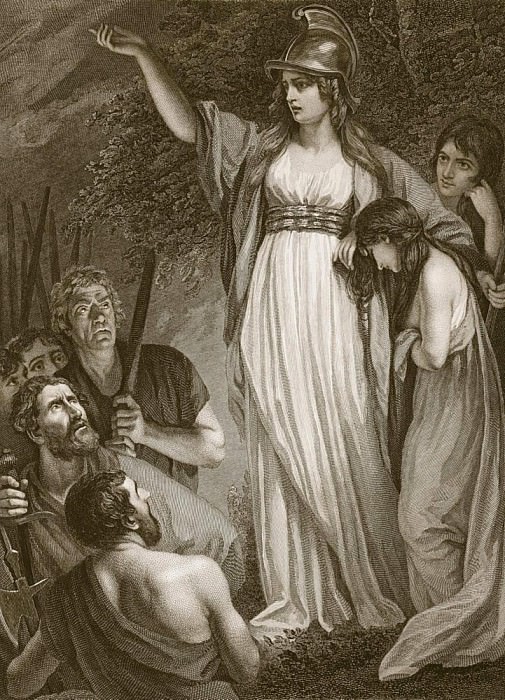 Boadicea haranging the Britons, engraved by Sharp. John Opie