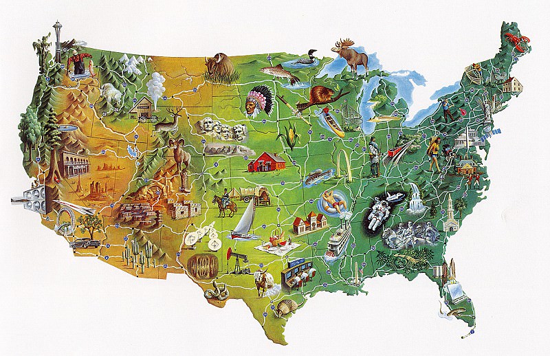 Большая карта США. Карлос Охагавия