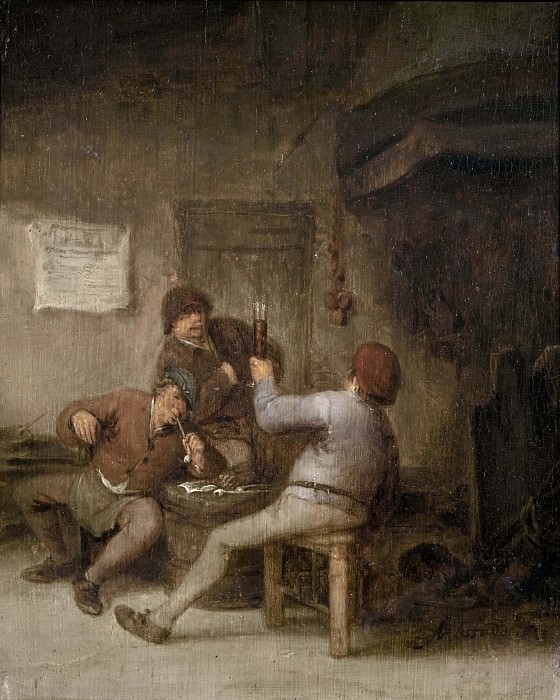 Peasants Drinking and Smoking. Adriaen Van Ostade
