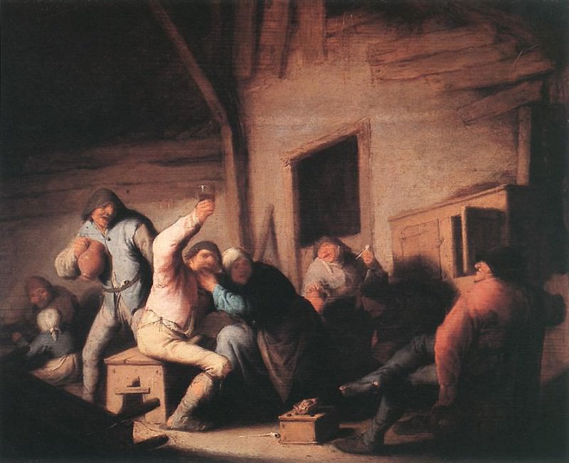 Carousing Peasants In A Tavern. Adriaen Van Ostade