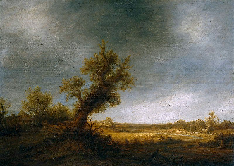 Landscape with an old oak. Adriaen Van Ostade