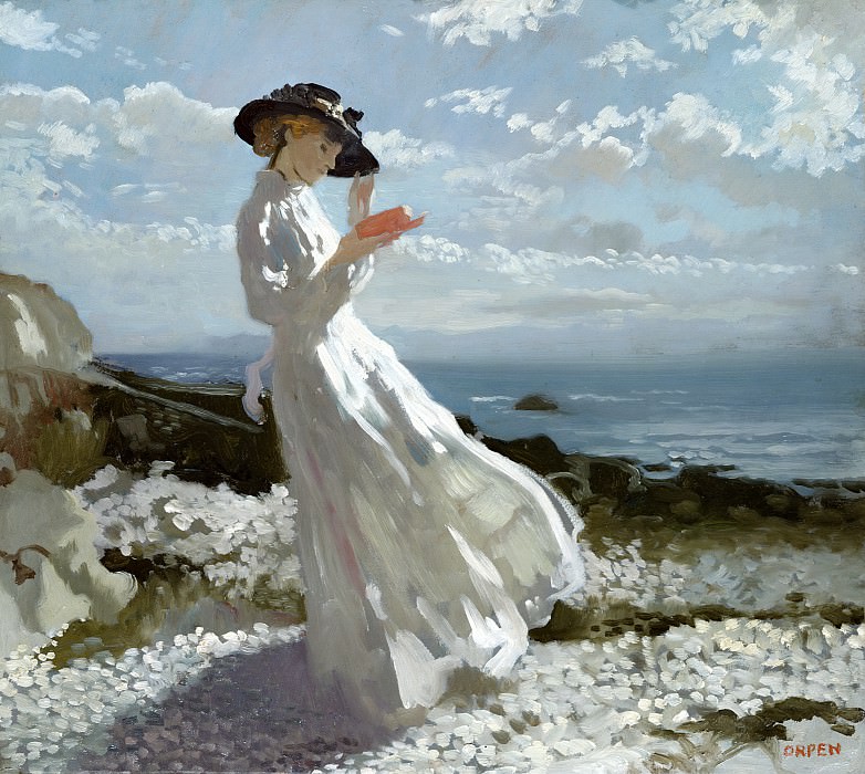 Grace reading at Howth Bay. Sir William Newenham Montague Orpen
