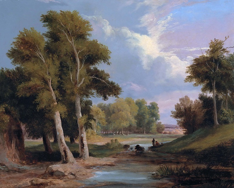 A Wooded River Landscape with Fishermen. James Arthur O’Connor