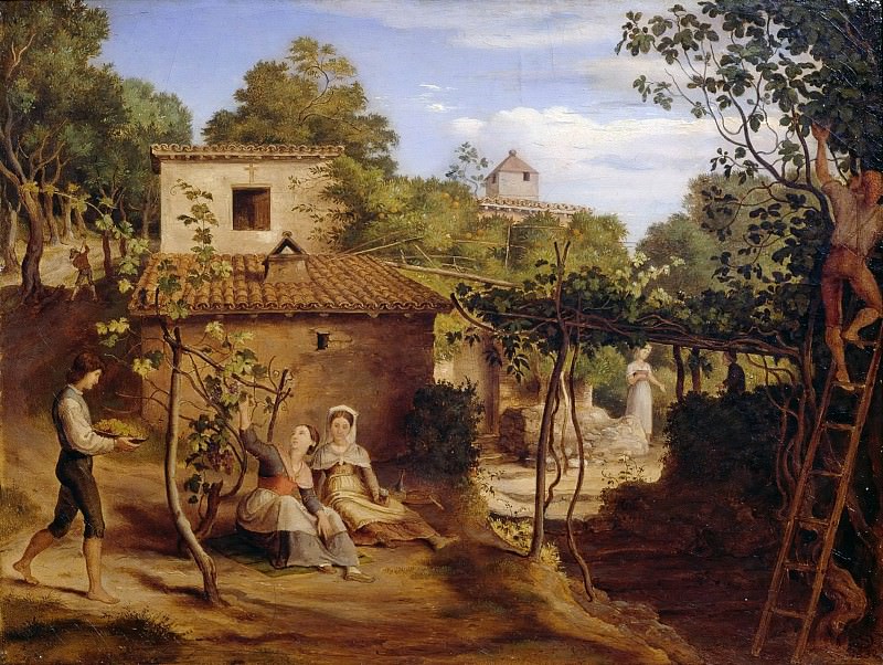 The vineyard of the Archpriest in Olevano. Johann Heinrich Ferdinand Olivier
