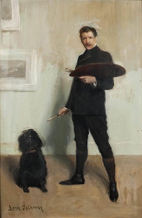 Self portrait with dog. Bernhard Österman