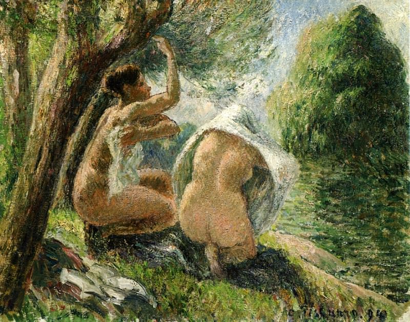 Bathers 3. (1894). Camille Pissarro