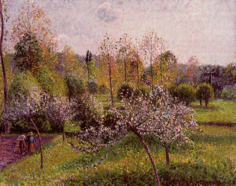 Flowering Apple Trees, Eragny. (1895). Camille Pissarro