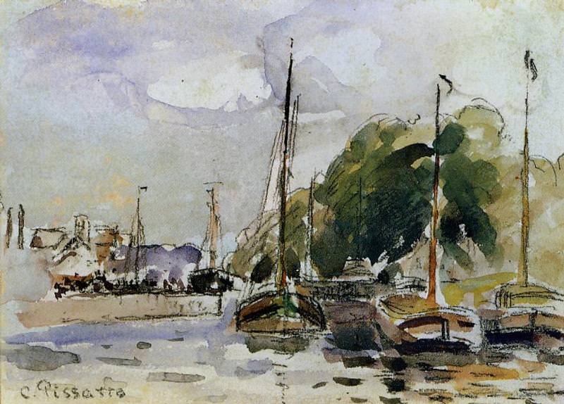 Boats at Dock. Camille Pissarro