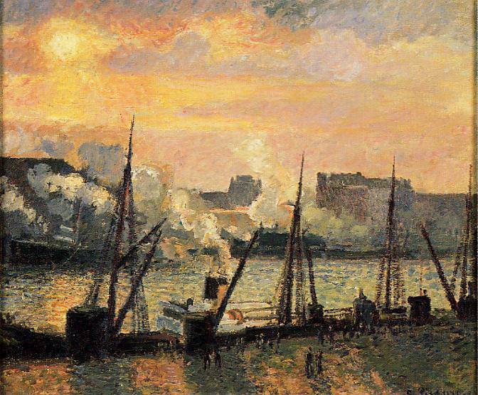 Quay in Rouen - Sunset. (1896). Camille Pissarro