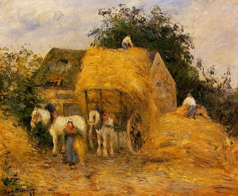 The Hay Wagon, Montfoucault. (1879). Camille Pissarro