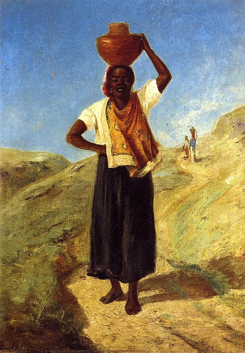 Женщина, несущая кувшин на голове (1854-55). Камиль Писсарро