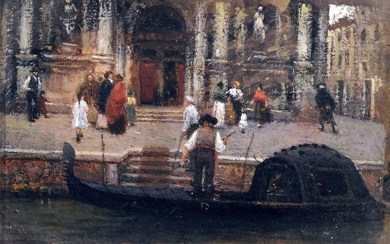 View of the parvis of a church in Venice