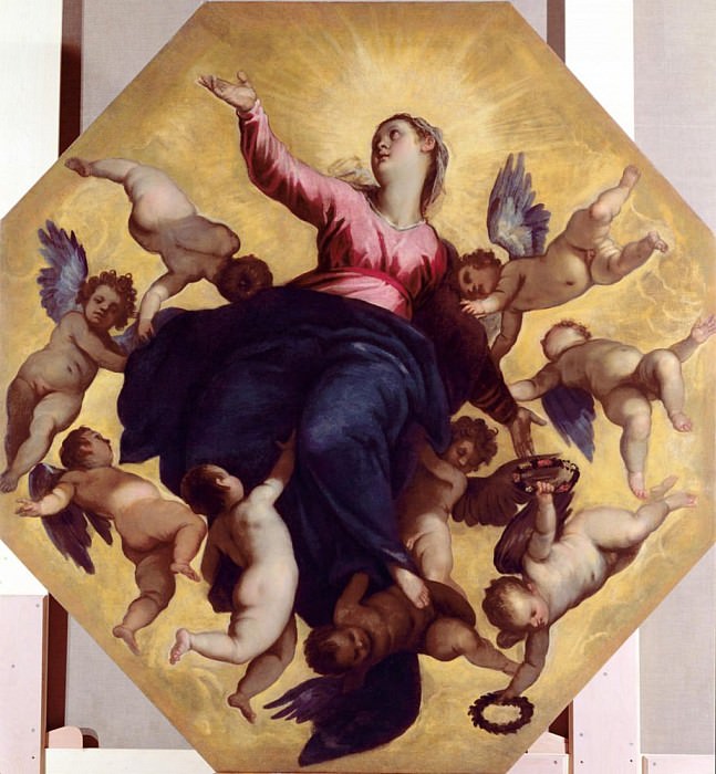 Madonna Carried by Angels. Palma il Giovane (Jacopo Negretti)