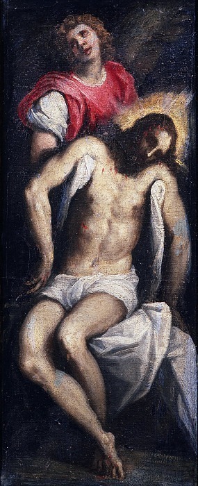Christ in pity supported by an angel [Workshop], Palma il Giovane (Jacopo Negretti)