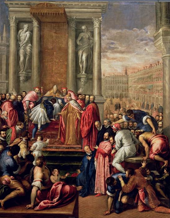 Pope Alexander III (1105-1181), and Doge Sebastiano Ziani c.1102-80 Send the Young Ottone to Giclee. Palma il Giovane (Jacopo Negretti)