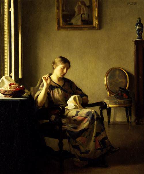 Woman Sewing. William Paxton