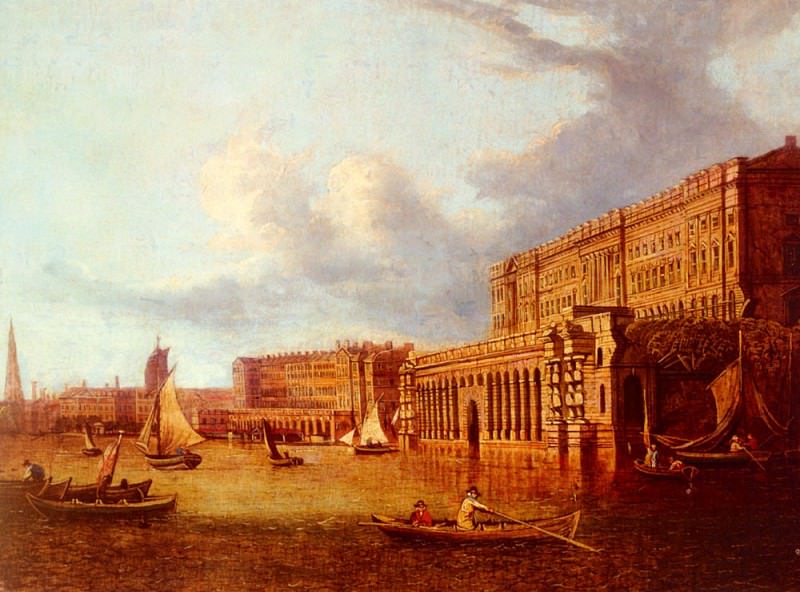 Вид с Темзы на дворец Адельфи и Дом Сомерсета. Джон Пол