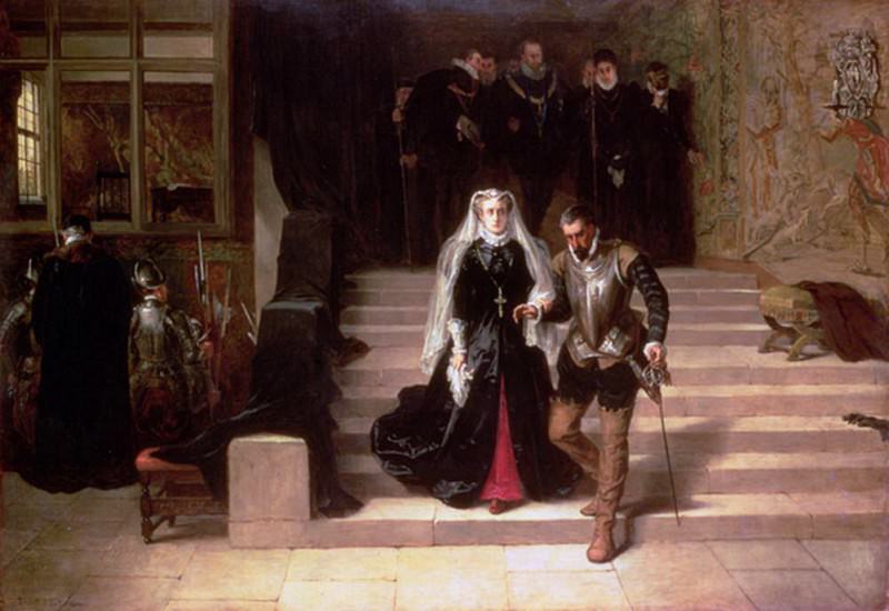 Марию, королеву Шотландии (1542-87), ведут на исполнение казни. Лэслетт Джон Потт
