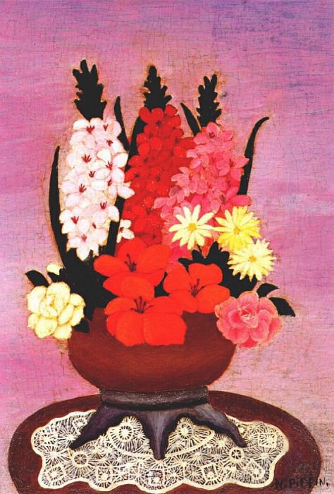 spring flowers with lace doily 1941. Horace Pippin