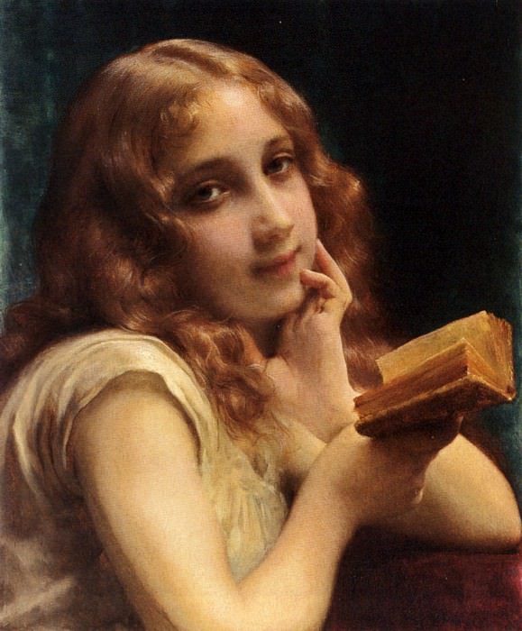 A Little Girl Reading. Etienne Adolphe Piot