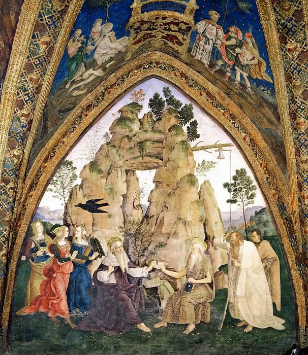 Visit of Saint Antony of Egypt to Saint Paul the Hermit. Pinturicchio (Bernardino di Betto)