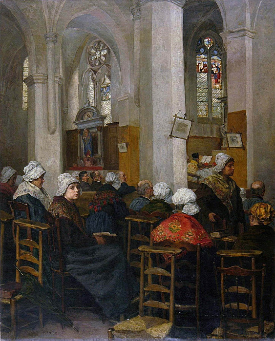 Mass in Pavant (Aisne). Charles-Henri Pille